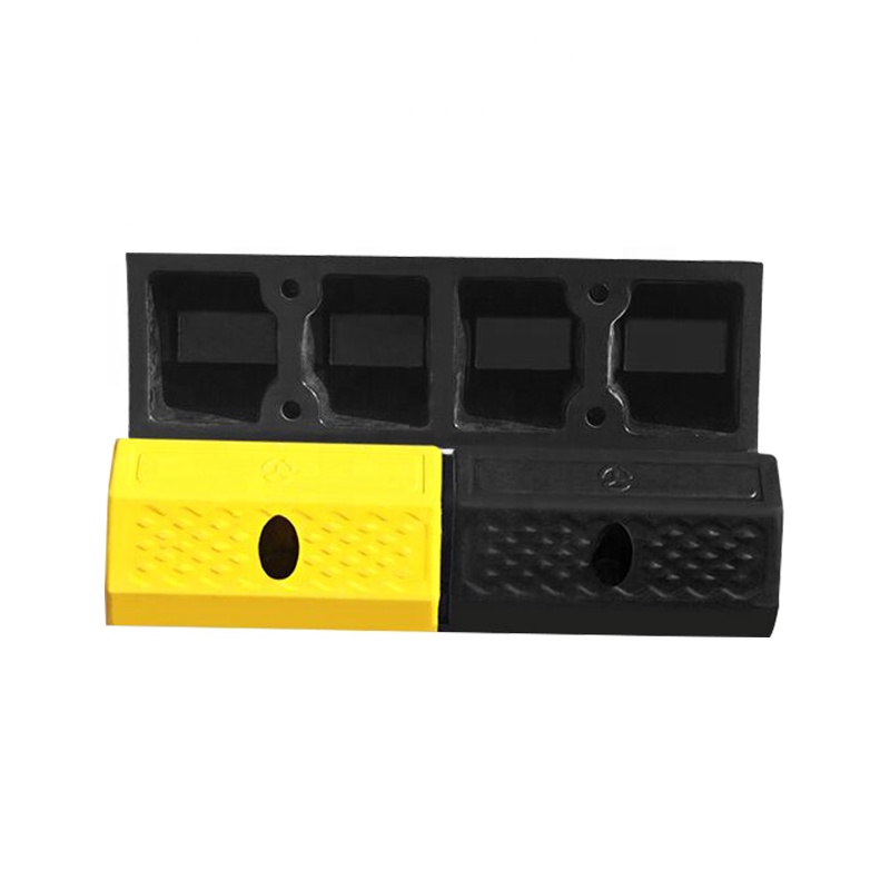 低価格駐車場調整可能な黒と黄色のゴム製ストップホイールストッパーパーキングブロック